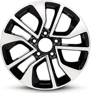 16×6.5-inch aluminum alloy wheel with a black base and diamond-cut face; matches OEM specifications and is compatible with 205/55R16 tires.