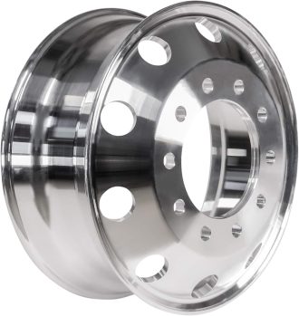 Single Silver-Finish Forged Aluminum Wheel: Modeled after Alcoa-style craftsmanship; Specs: 22.5 × 8.25 inches; Hub-Piloted design; Compatible with Heavy-Duty Trucks and Buses