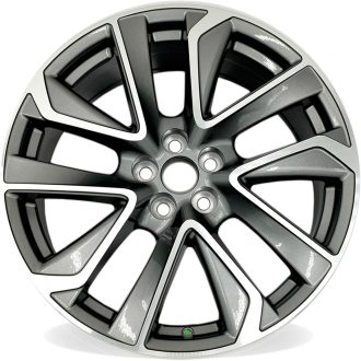 18×8-inch Alloy Wheel with Gray Face and Machined Edge; Replicates OEM styling; Single-piece replacement for original aluminum rims