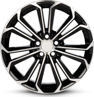 17-inch Alloy Wheel with Machined Face and Black Base; Features diamond-cut finish; OEM-size replacement wheel